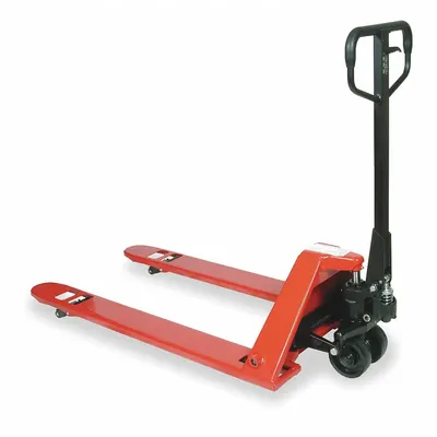 Dayton Pallet Jack: 4,400 lb, 48 in L x 21 in W Fork Dim, 21 in, 8 in, Narrow Fork - Low-Profile & Load-Control Pallet Jacks