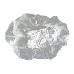 This bouffant cap is made of polypropylene and features a pleated design for effective hair containment. It is latex-free and comes in a white color with a 24-inch diameter. Packaged in a box of 100, it is suitable for general head coverage in industrial or clean-room environments where hygiene or contamination control is required.