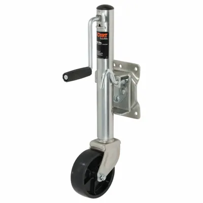 CURT Trailer Jack: Marine Jack, 1,200 lb Static Load Capacity, Sidewind, Bolt-On - Trailer Jacks with Wheels