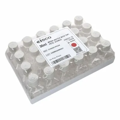 OEM Media Bottle: PETG, 1.01 fl oz Capacity - oz, 30 mL Capacity - mL, Closure Included - Plastic Lab Media Bottles