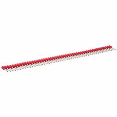 Insulated ferrule for terminating one stranded wire up to 18 AWG. Features red polypropylene insulation and a 0.07 in ferrule diameter. Used with terminal blocks in control panels and electrical distribution equipment to prevent wire fraying and ensure secure connections.