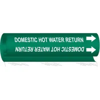 Pipe Marker: Domestic Hot Water Return, Green, White, Fits 1 1/2 to 2 3/8 in Pipe O.D., With Arrows (MPN 5816-I)