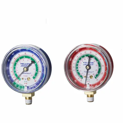 YELLOW JACKET Low Side Gauge: Low Side Gauge, 0 psi to 120 psi, Non-Liquid Filled - Analog Low Side Compound Pressure Gauges