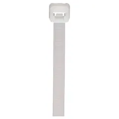 This standard-duty nylon cable tie is designed for indoor bundling and securing wires or cables. With an 11.5-inch length and 3-inch maximum bundle diameter, it is suitable for use in control panels, data centers, and electrical installations. The natural color tie is not rated for outdoor use. Supplied in a 1000-piece pack.