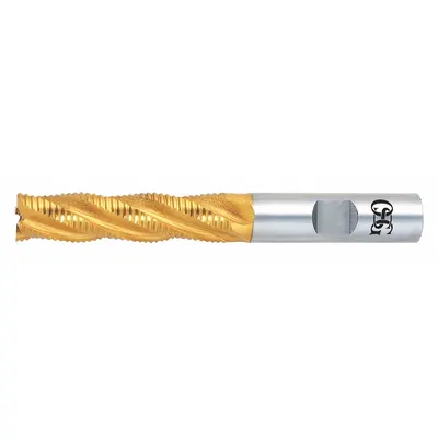OSG Roughing End Mill: High Speed Steel, TiN Coating, 8 Flute, 2" Mill Dia - General Purpose High-Speed Steel Roughing End Mills