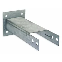 This steel galvanized wall spacer is designed to maintain proper spacing between pallet racks and walls in warehouse storage systems. It helps prevent rack damage and ensures safe load positioning. Dimensions: 12 in x 3 1/8 in x 1 1/2 in.