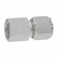 Steel compression fitting from the Ferulok series, designed for 1/4 in OD tubing with 1/8-27 thread size. Used in hydraulic and pneumatic systems to create leak-proof connections between tubing and threaded ports
