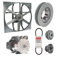 Exhaust Fan with Drive Package: Belt Drive, 30 in Blade, 1 hp, 11,901 cfm, 115/208-230V AC, 1 ph (MPN 7M897)