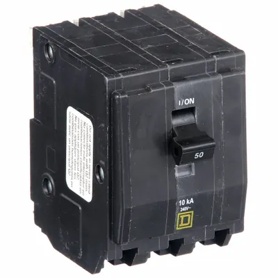 SQUARE D Miniature Circuit Breaker: 50 A, 120/240V AC, Three Phase, 10kA at 120/240V AC - QO Series, Plug-In Square D Miniature Circuit Breakers