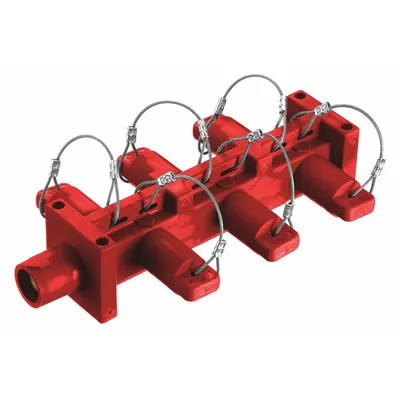 HUBBELL Distribution Block: 6 Female, 1 Male Connections, Red, 600V AC/600V DC - Single-Pole Distribution Blocks