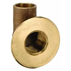 This cast bronze 90-degree elbow features a 1/2 in CTS cup end for soldering onto copper tubing and a 1/2 in FNPT threaded end for connection to male threaded pipe. Used in plumbing and HVAC systems to change the direction of fluid or gas lines.