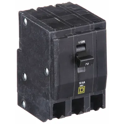 SQUARE D Miniature Circuit Breaker: 70 A, 120/240V AC, Three Phase, 10kA at 120/240V AC - QO Series, Plug-In Square D Miniature Circuit Breakers
