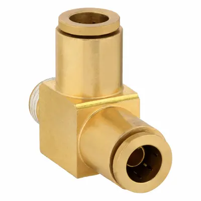 WEATHERHEAD Tee Fitting: 3/8 in OD x 3/8 in OD x 3/8 in Pipe Fitting Size, Tube x Tube x Pipe - Brass Air Brake Fittings