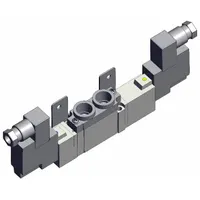 Solenoid Valve: SY7000 Series, Double Solenoid, Five-Way / Three-Position, 5 Ports, 24V DC, Exhaust (MPN SY7420-5DZ-02T-F2)
