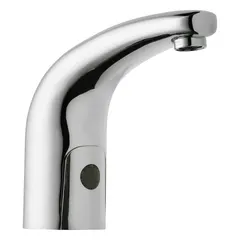 Cast brass construction with polished chrome finish. Single-post sensor faucet for touch-free handwashing in commercial restrooms and public spaces. Includes mounting hardware.