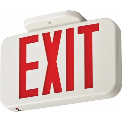 LITHONIA LIGHTING Exit Sign: Emergency Battery Backup, LED, White, Red/Green, 1 or 2 Faces - Plastic Lighted Exit Signs