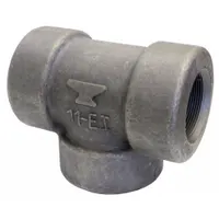 This steel tee is rated Class 6000 for high-pressure applications. It connects three pipe runs in a threaded system, splitting or combining flow through its run and branch ports. Suitable for use in industrial piping systems handling steam, water, oil, or gas