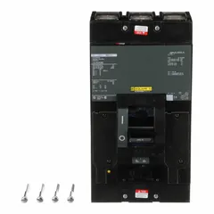 The SQUARE D LAL36250 is a 250 A, 3-pole molded case circuit breaker rated 600V AC with a maximum interrupting rating of 42kA at 240V AC. It features an adjustable instantaneous trip, lug terminals, and ABC phase connection. This breaker is used for overcurrent protection in electrical distribution systems, including feeder and branch circuits in industrial and commercial installations.