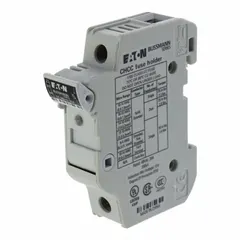 This 1-pole UL Class CC fuse block accepts Class CC fuses up to 30 A at 600 VAC/VDC. It features finger-safe design, DIN rail mounting, and box lug termination. Suitable for overcurrent protection in industrial control panels, motor control centers, and branch circuits.