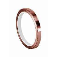 General-purpose copper foil tape for electrical shielding, grounding, and splicing. 6 yards long, 3.5 mil thick, rated for 600 V. Suitable for use in electrical controls and components