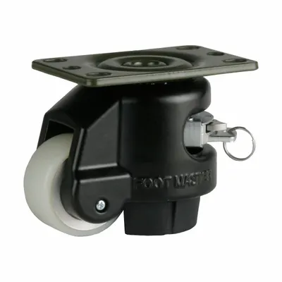 FOOT MASTER Plate Caster: Polyurethane Tread, 50 mm Wheel Dia, 82 mm Mounting Ht - General Purpose Leveling Plate Casters