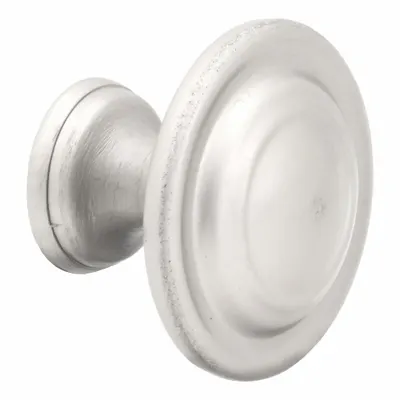 PRIME-LINE Closet Door Pull Knob: Silver, Zinc, Satin Nickel Plated - Hardware