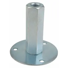 Single-hub duct flange for mounting temperature-sensing bulbs or capillary elements inside HVACR ductwork. Used in commercial and industrial heating, ventilation, and air conditioning systems to secure sensor placement.