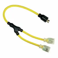 POWER FIRST Cord Adapter: 3 ft Lg, 10 AWG, L14-30P Plug, 5-20R Receptacle, Yellow, 125V AC