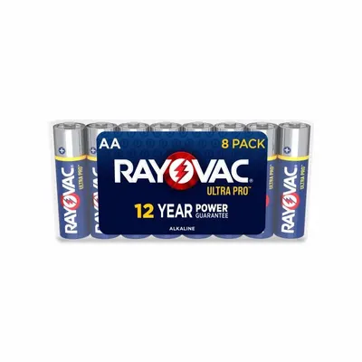 RAYOVAC Battery: AA, Everyday, Alkaline, 1.5V DC, UltraPro