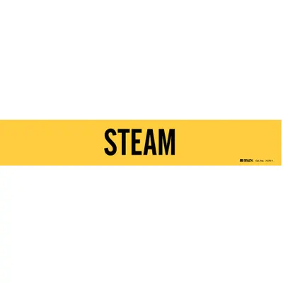 BRADY Pipe Marker: Steam, Yellow, Black, Fits 2 1/2 to 7 7/8 in Pipe O.D., 1 Pipe Markers - Steam Adhesive Pipe Markers