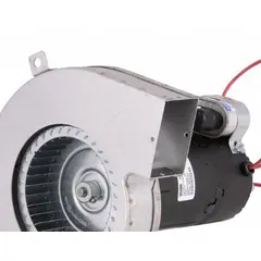 Induced draft blower designed for use in HVAC systems. Creates negative pressure to exhaust combustion gases from furnaces or boilers. Suitable for residential and light commercial heating applications.
