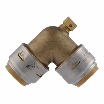 SHARKBITE MAX Push-Fit Elbow Fitting: 90° Elbow, 3/4 in OD x 3/4 in OD Size - Standard Brass Push-to-Connect Tube Fittings