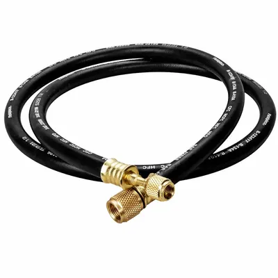 FIELDPIECE Hose: 5 ft Lg, 0° Angle, Black, Rubber, Single Hose - Evacuation & Charging Hoses
