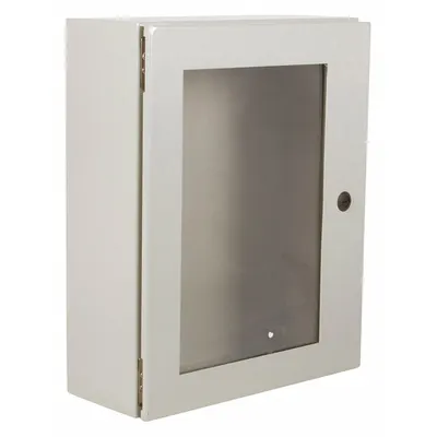 WIEGMANN Enclosure: Steel, 20 in x 16 in x 6 in, NEMA 12/13/3R/4, Solid with Window Cover - Steel Washdown Enclosures