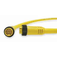 Single-ended cordset with 8 pins, 1"-16 male straight connector to bare wire termination. Yellow PVC jacket, 12 ft cable length, 16 AWG wire size, rated 7 A max current. IP67 rated for use in industrial automation and harsh environments.