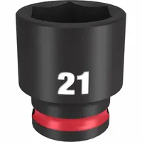MILWAUKEE Standard Impact Socket: 3/8 in Drive Size, Metric, 21 mm Socket Size, 6-Point, Std (MPN 49-66-6144)