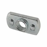 This steel slide-in T-nut is designed for use with 80/20 30 Series T-slot aluminum framing systems. It features a single center threaded hole with a 5/16"-18 thread size and 5 mm thread length. The zinc-plated finish provides corrosion resistance. Typical applications include mounting components in industrial machine guards, workstations, automation frames, and material handling structures