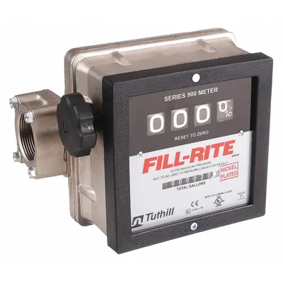 FILL-RITE Mechanical Flowmeter: 4-Digit Mechanical Fuel Transfer Meter, Aluminum - Nutating Disc Totalizers for Fuels