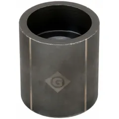 Round knockout die with a nominal size of 1-1/4 in, constructed of brass. Designed for use with manual-hydraulic knockout punch drivers to create clean holes in 10 ga sheet steel. Suitable for applications such as electrical panel fabrication, junction box installation, and industrial enclosure work.