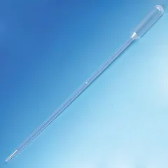 Non-sterile transfer pipette made of clear plastic with a 6 mL capacity. Extra long design for reaching into narrow containers. Not autoclavable and not individually wrapped. Suitable for general liquid transfer in laboratory settings where sterility is not required.