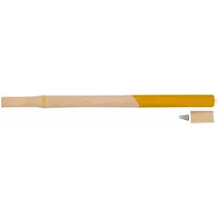 Replacement handle for sledge hammers with a 1-1/4 in eye opening length and oval eye shape. Sanded finish accommodates up to 8 lb head weight. Includes one steel wedge for secure installation. Suitable for heavy striking tasks in construction, demolition, and metalworking.