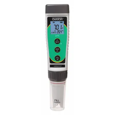 OAKTON pH Meter: pH/Temp, Meter, (4) AAA Batteries/Lanyard/Storage Case - Pocket pH Testers
