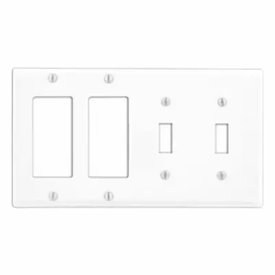 LEVITON Wall Plate: Combo, 4 Gang, White - Combination Wall Plates