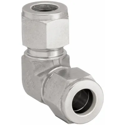 PARKER Compression Fitting Elbow: 1/8 in OD x 1/8 in OD Fitting Size - Double-Ferrule Stainless Steel Fittings