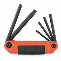 PROTO Hex Key Set: 1 - 5 Pieces, Folding, SAE, Std End, Short, 1 Pieces, Holder, Black Oxide, 6 Tips (MPN J4996CG)