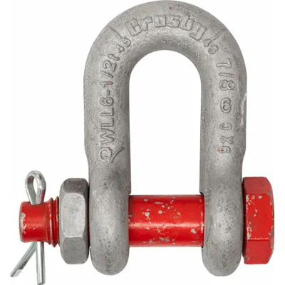 CROSBY D-Shackle: Chain Shackle, 4,000 lb Working Load Limit, 13/16 in Wd Between Eyes - Chain Shackles for Lifting