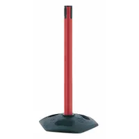 TENSABARRIER Single Belt Receiver Post: Round Sloped, 38 in Post Ht, Red, Plastic, Nonfillable Base (MPN 886-21-RCV)