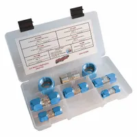 Compression union kit for repairing or connecting air conditioning lines in fleet and vehicle maintenance. Provides a leak-free seal for A/C system repairs without requiring specialized tools. Suitable for service technicians and maintenance shops
