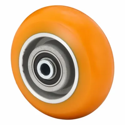 ALBION Caster Wheel: 5 in Wheel Dia., 2 in Wheel Wd, Polyurethane, 1,500 lb Load Rating - Polyurethane Tread on Aluminum Core Wheels