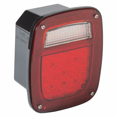 GROTE Box Lamp: LED, Stop, Turn, and Tail Combo Light, Red, Square, 6 3/4 in Overall Ht - Stop, Turn & Tail Combination Lights